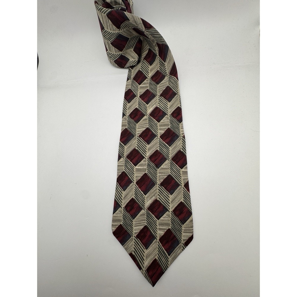 Vintage Zylos by George Machado Silk‎ Tie - Geometric Plaid Pattern